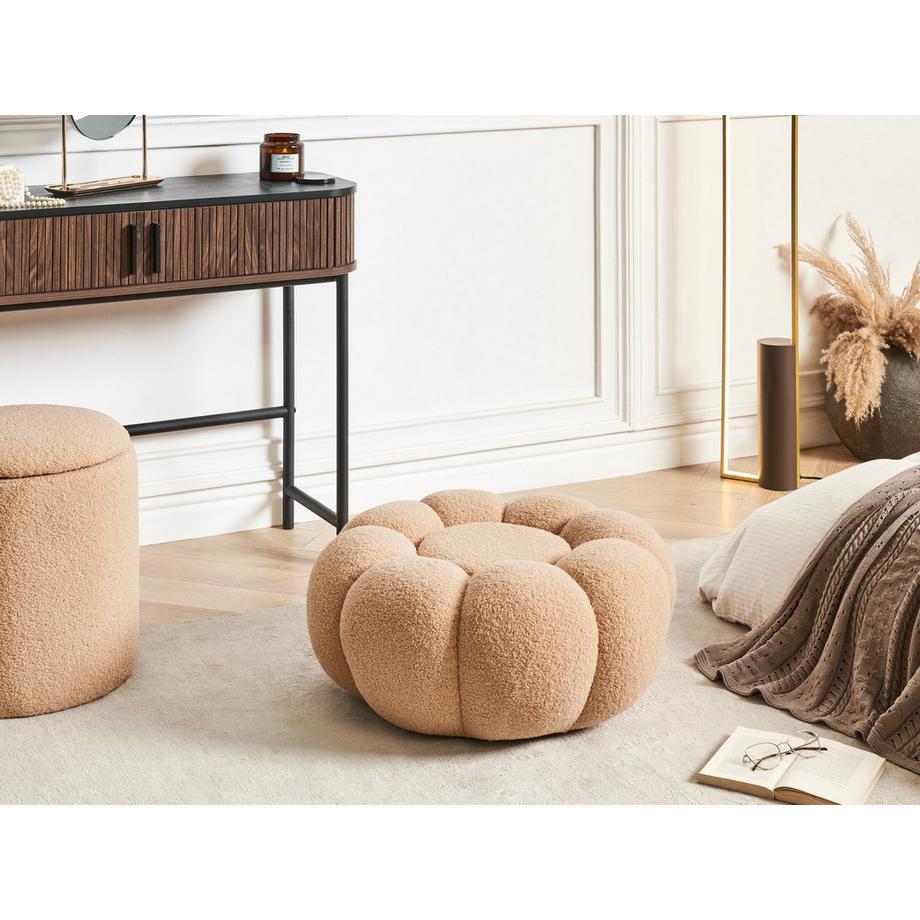 Beliani Pouf aus Bouclé Skandinavisch BEAUFORT  
