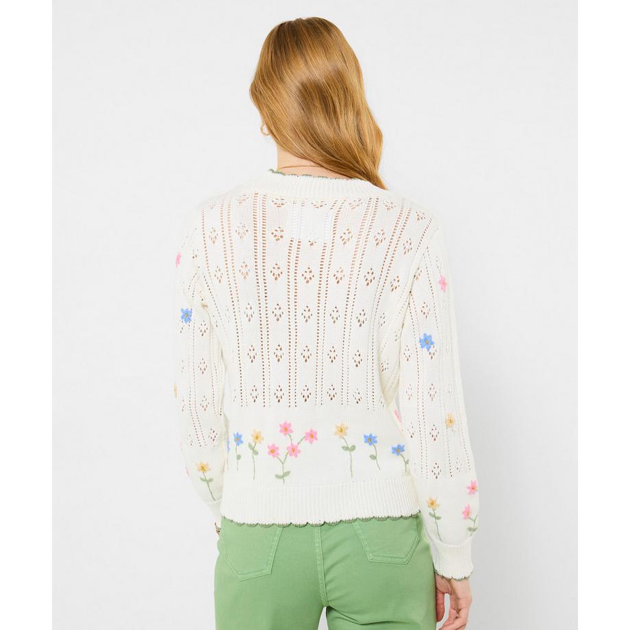 Joe Browns Lochstrick-Strickjacke mit Muschelsaum  