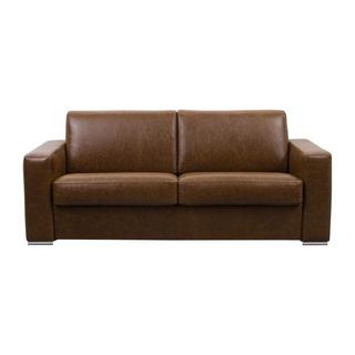 Vente-unique Schlafsofa mit Matratze 3-Sitzer - 100% Büffelleder - Vintage-Optik - Karamell - Matratze 22 cm - DELECTEA II  