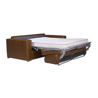 Vente-unique Canapé 3 places convertible express 100% cuir de buffle vintage caramel matelas 22 cm DELECTEA II  