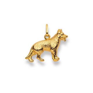 MUAU Schmuck  Anhänger Schäferhund Gelbgold 750, 16x18mm 