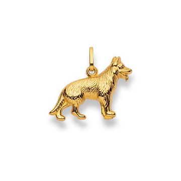 Anhänger Schäferhund Gelbgold 750, 16x18mm