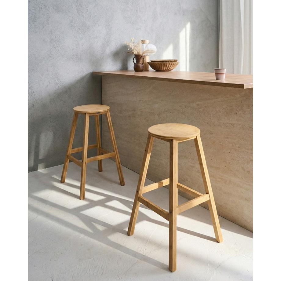 Beliani Lot de 2 tabourets de bar en Bambou Traditionnel ANCELLE  