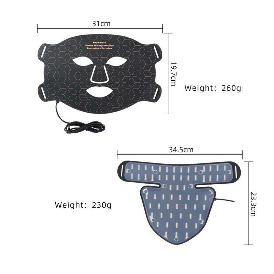 HEE  Maschera LED antietà alla silice 4 per viso e collo 