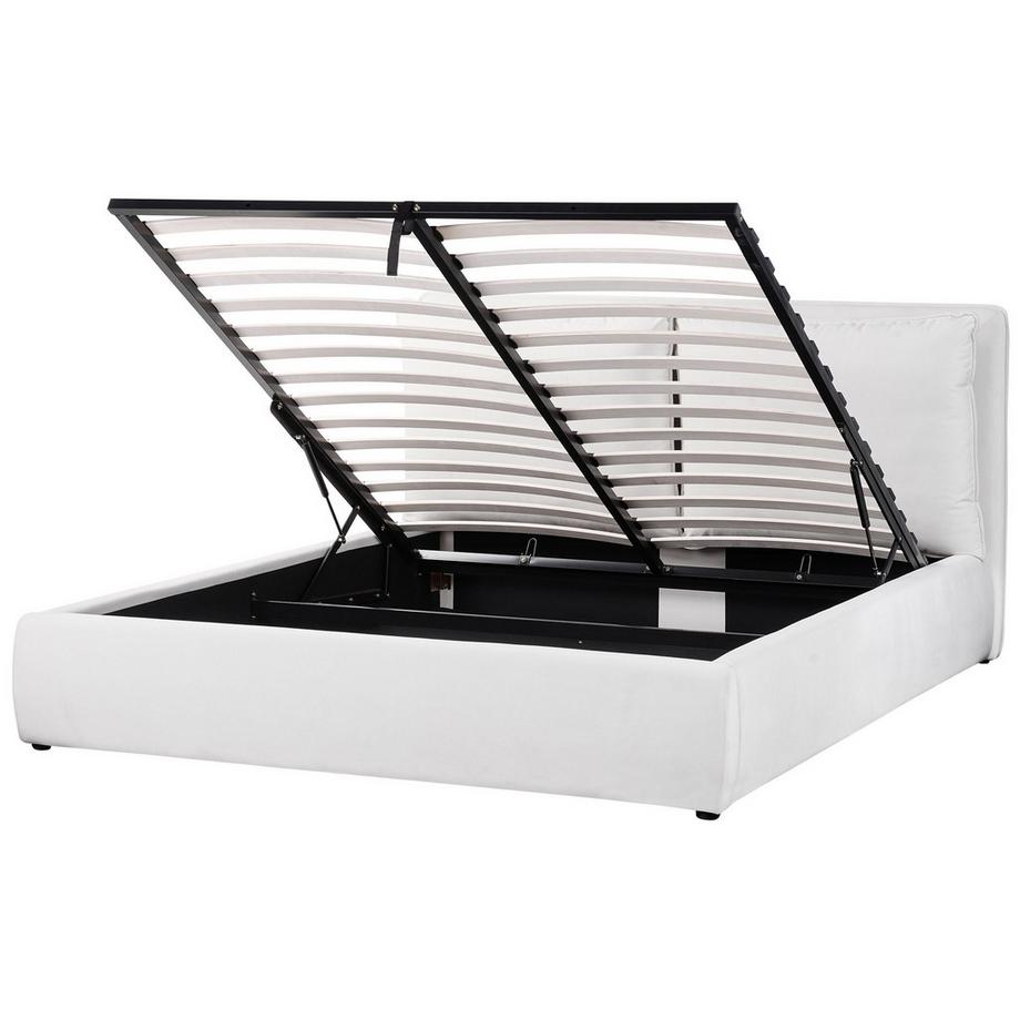 Beliani Lit avec coffre de rangement en Velours Moderne BAJONNA  