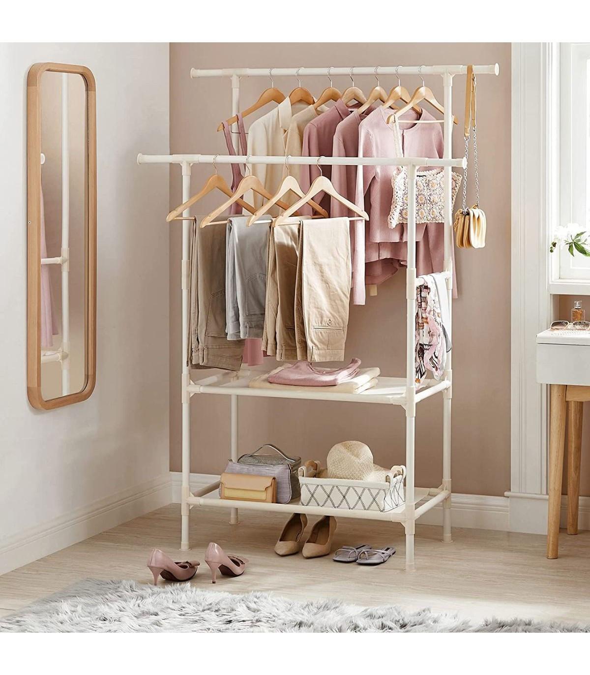 Calicosy Stabiler Doppelschienen-Kleiderständer mit 70 kg Tragkraft  