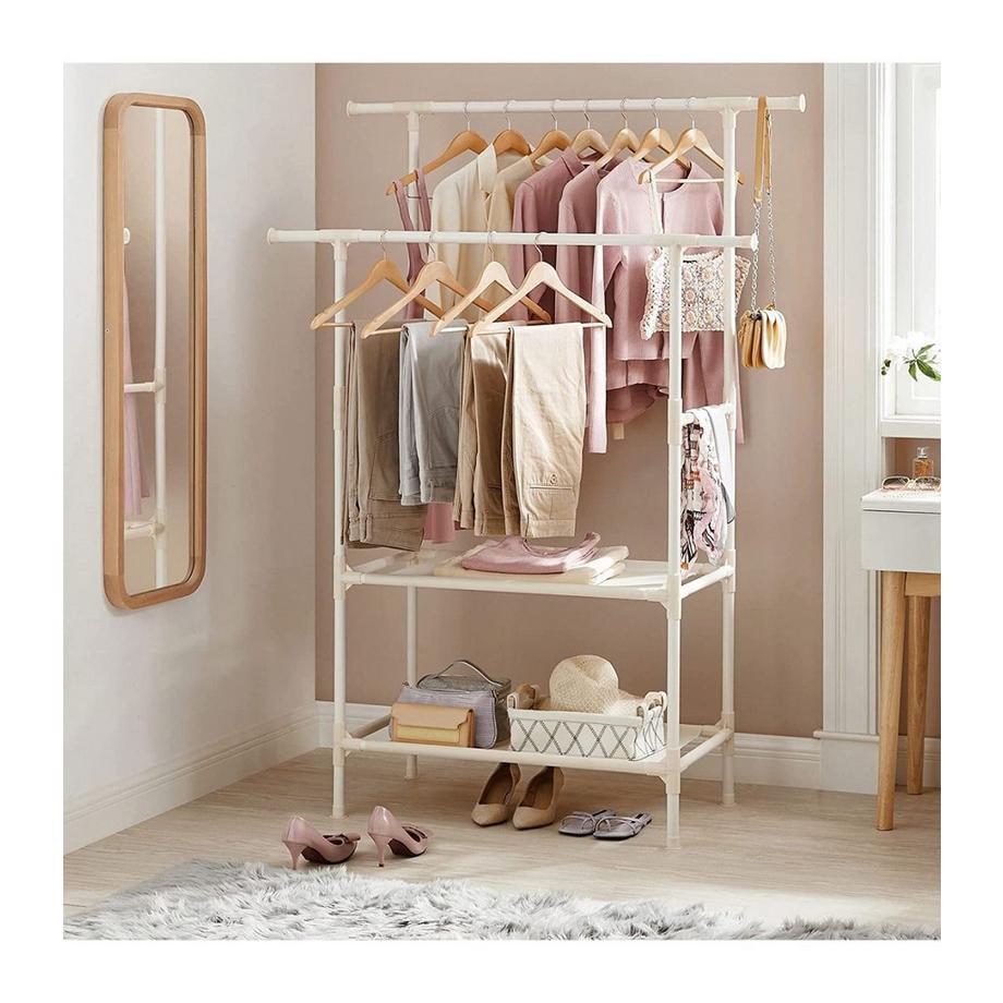 Calicosy Stabiler Doppelschienen-Kleiderständer mit 70 kg Tragkraft  