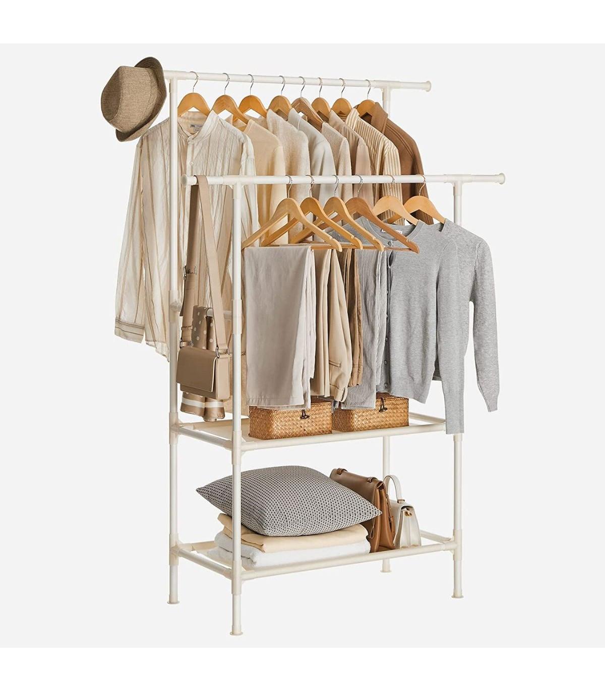 Calicosy Stabiler Doppelschienen-Kleiderständer mit 70 kg Tragkraft  