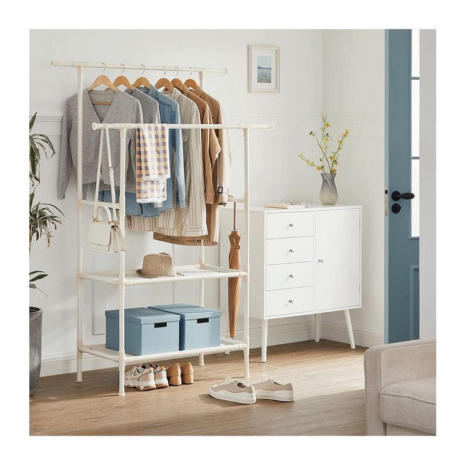 Calicosy Stabiler Doppelschienen-Kleiderständer mit 70 kg Tragkraft  