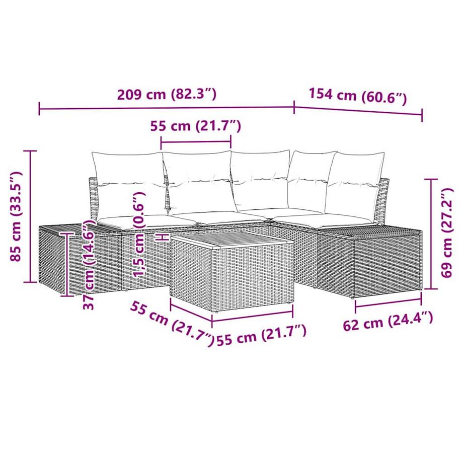 VidaXL Set da Giardino Polyrattan  