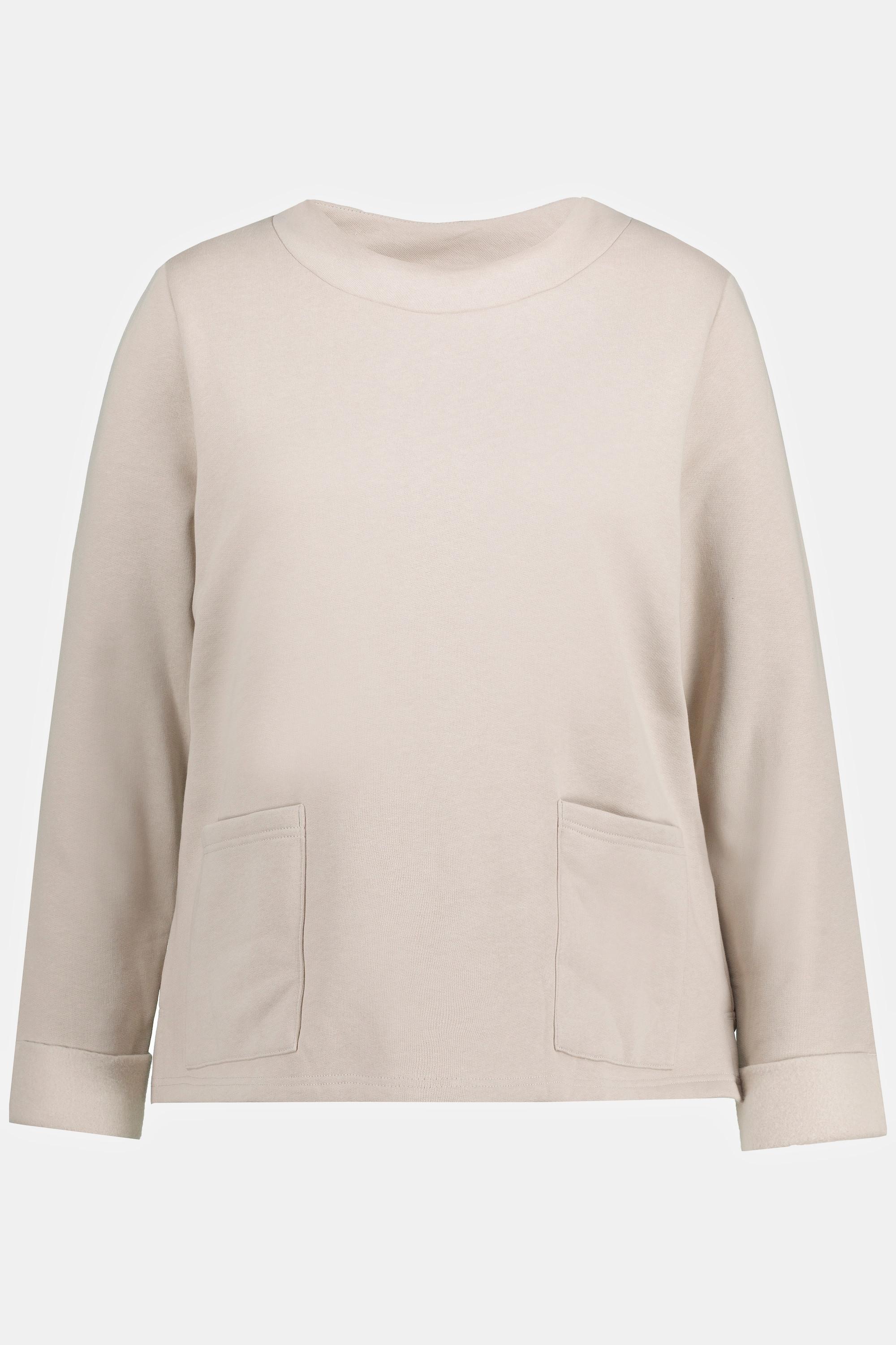 Ulla Popken  Sweat-shirt, col montant, manches longues, coton bio 