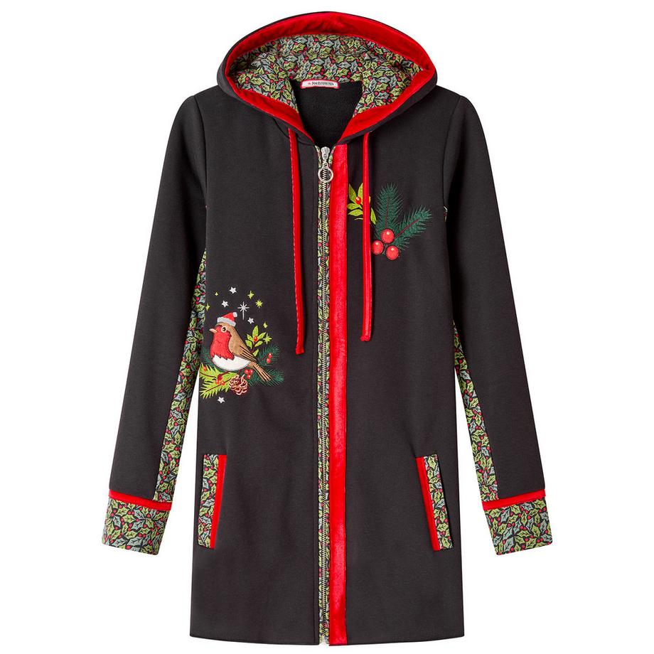 Joe Browns Felpa con cappuccio festiva con stampa pettirosso  