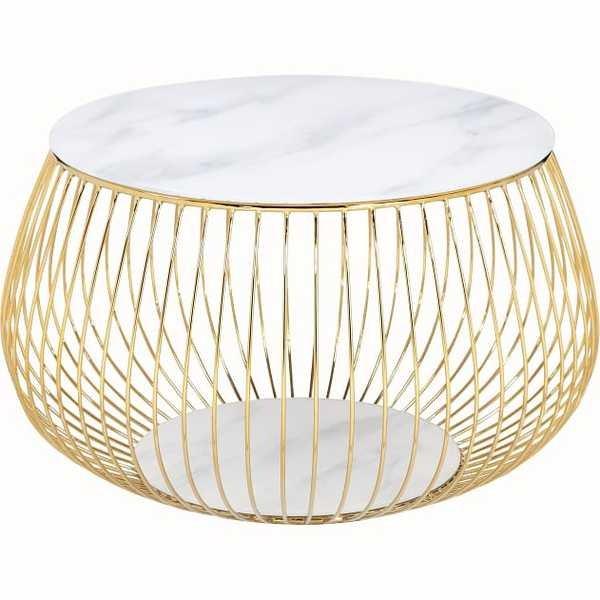 Image of Couchtisch Metallkorb 72cm weissgold Couchtisch Metallkorb 72cm weissgold