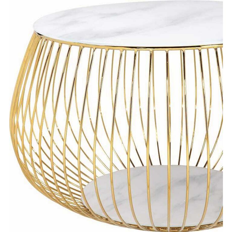 mutoni Table basse panier métallique 72cm or blanc  