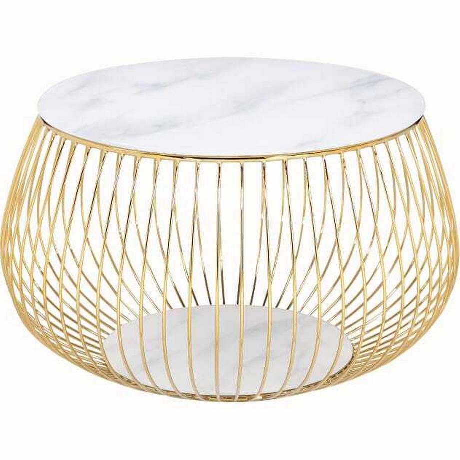 mutoni Table basse panier métallique 72cm or blanc  