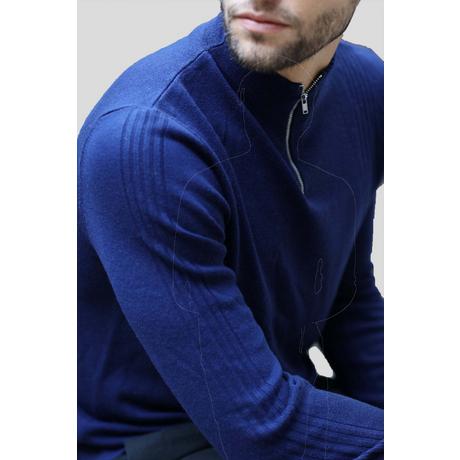 Bellemere New York  Merino-Pullover mit halbem Reißverschluss für Herren 