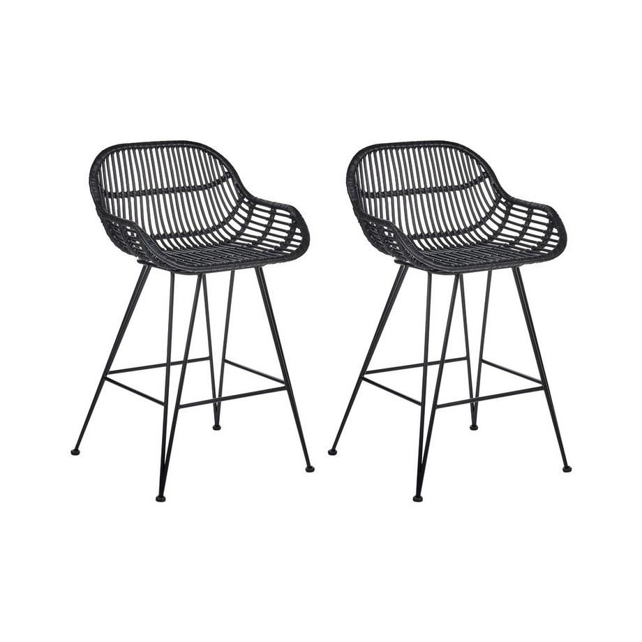 Set mit 2 Barstühlen aus Rattan Boho TERRELL