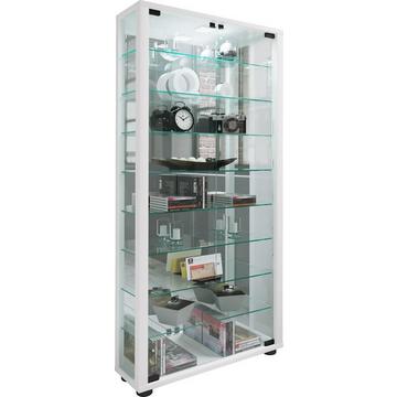 Holz Glas Vitrine Sammel Glasvitrine Schaukasten Standvitrine Lumo Maxi Spiegel, ohne LED Beleuchtung