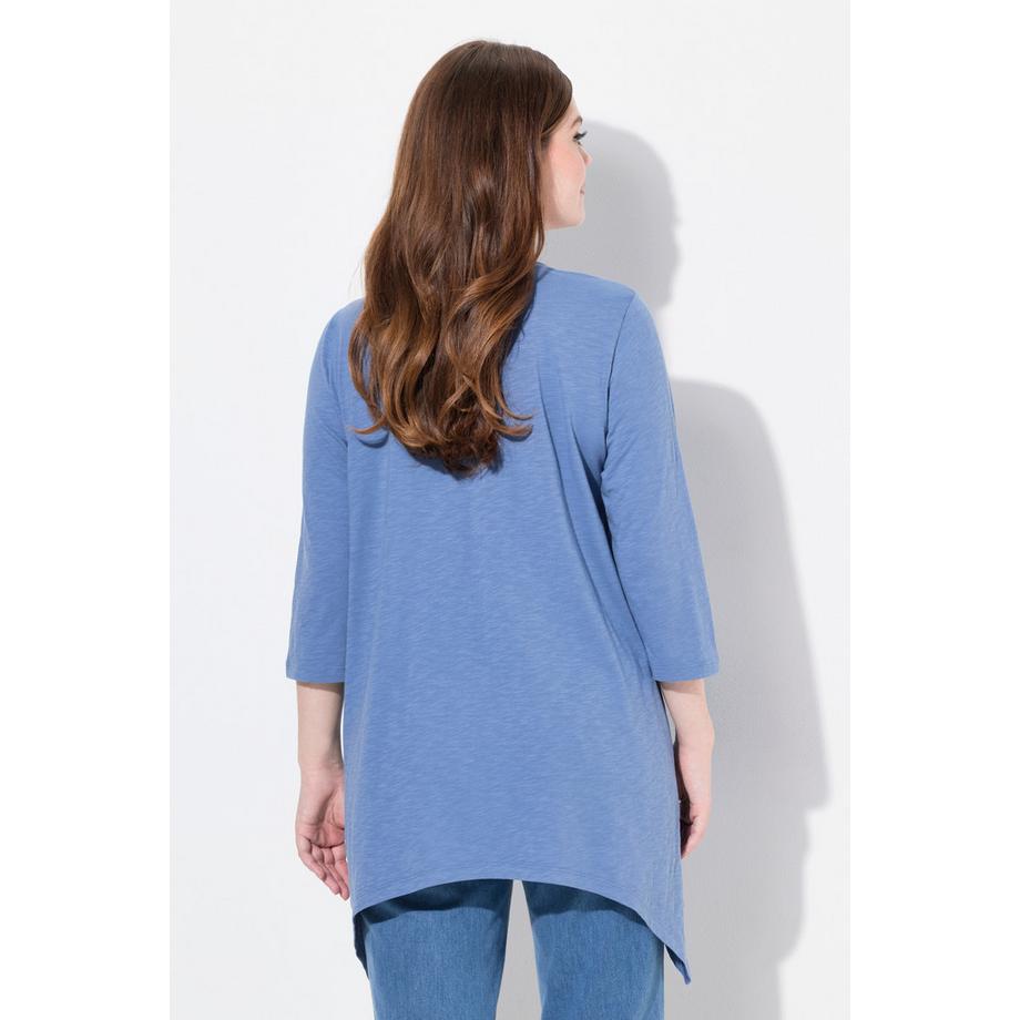 Ulla Popken Chemise Fleurs 3D Col Rond Manches 3/4  