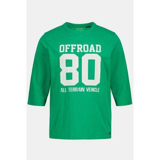 JP1880  T-shirt in jersey fiammato con stampa e maniche a 3/4 verde smeraldo 