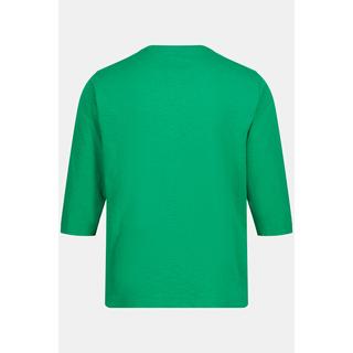 JP1880  T-shirt in jersey fiammato con stampa e maniche a 3/4 verde smeraldo 