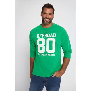 JP1880  T-shirt in jersey fiammato con stampa e maniche a 3/4 verde smeraldo 