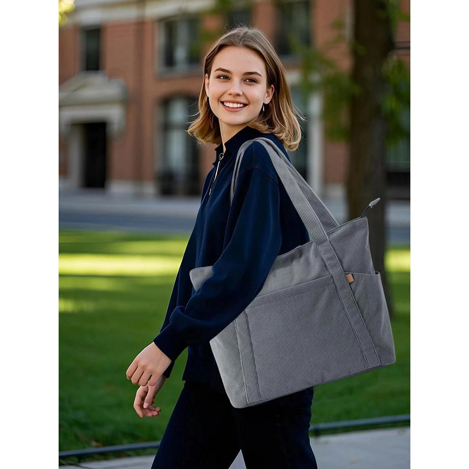 Only-bags.store Cordtasche mit Reissverschluss grosse Einkaufs Strand Laptoptasche  