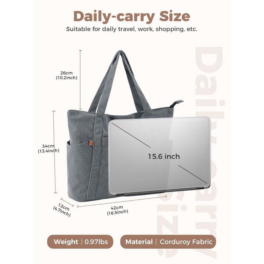 Only-bags.store Cordtasche mit Reissverschluss grosse Einkaufs Strand Laptoptasche  