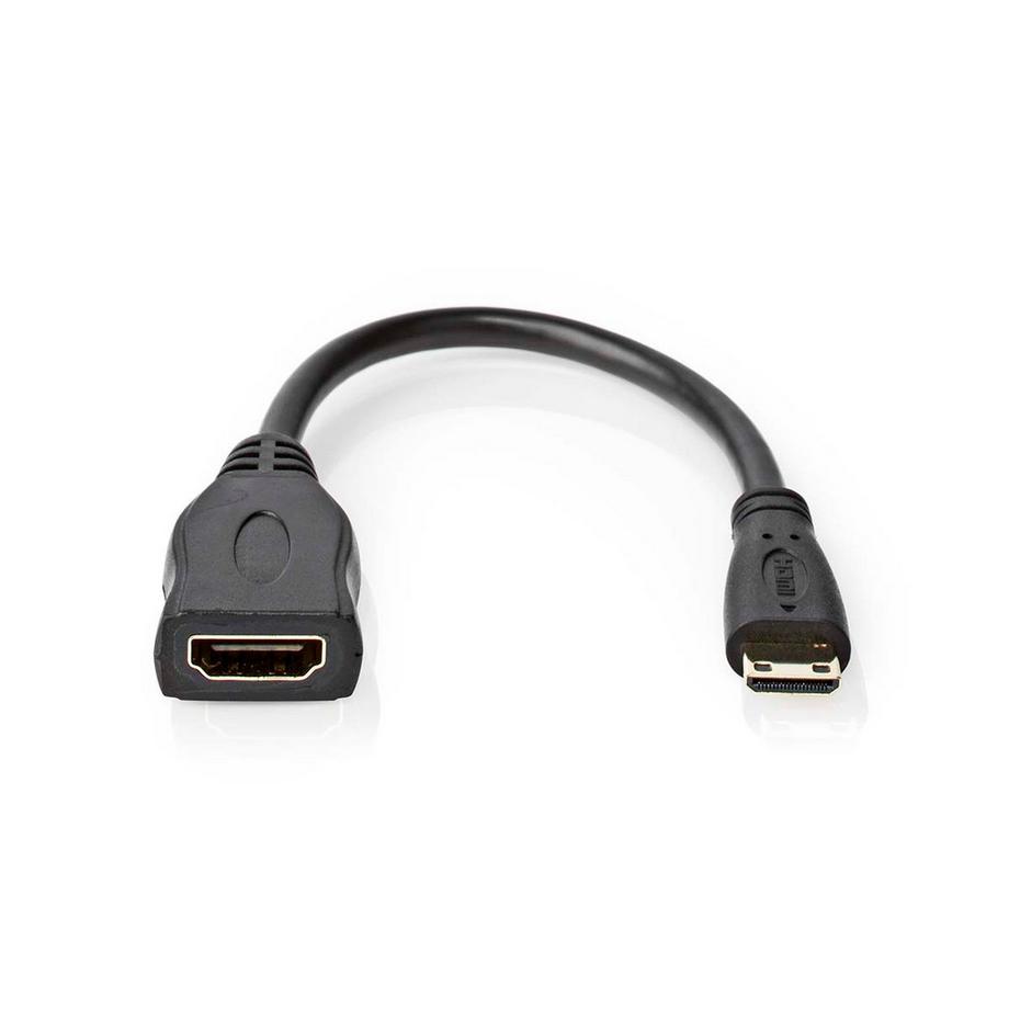Nedis  Câble HDMI™ haute vitesse avec Ethernet | HDMI™ Mini Connecteur | HDMI™ Sortie | 4K@30Hz | 10.2 Gbps | 0.20 m | Rond | PVC | Noir | Boîte 