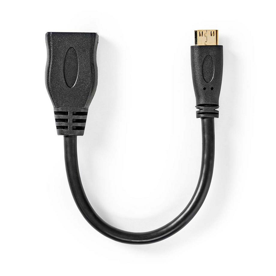 Nedis  Câble HDMI™ haute vitesse avec Ethernet | HDMI™ Mini Connecteur | HDMI™ Sortie | 4K@30Hz | 10.2 Gbps | 0.20 m | Rond | PVC | Noir | Boîte 