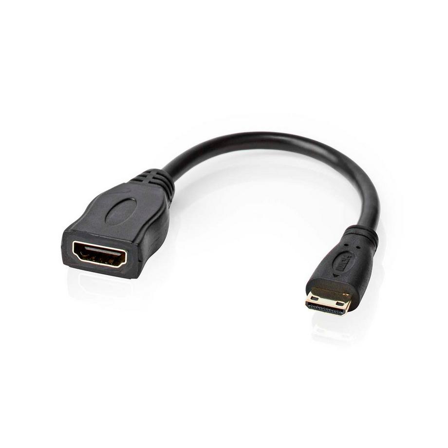 Nedis  Câble HDMI™ haute vitesse avec Ethernet | HDMI™ Mini Connecteur | HDMI™ Sortie | 4K@30Hz | 10.2 Gbps | 0.20 m | Rond | PVC | Noir | Boîte 