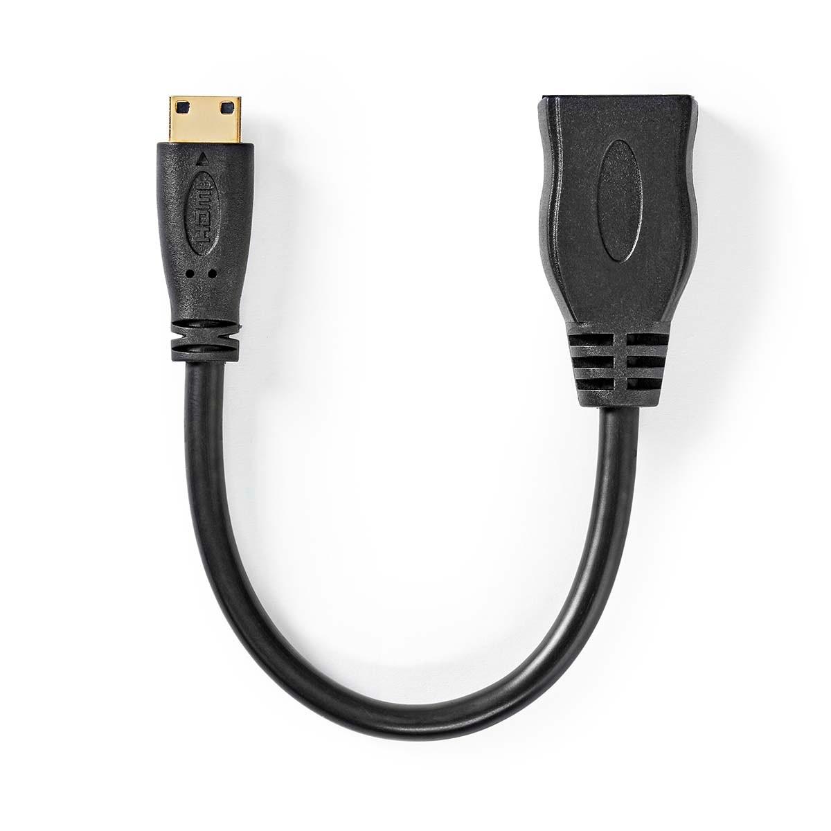 Image of High Speed HDMI™ Kabel mit Ethernet | HDMI™ Mini Connector | HDMI™ Output | 4K@30Hz | 10.2 Gbps | 0.20 m | Rund | PVC | Schwarz | Box