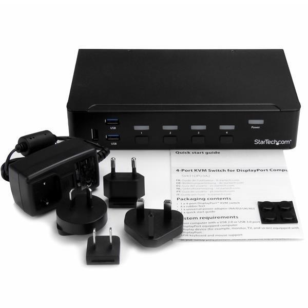 STARTECH  Switch Commutatore KVM a 4 Porte DisplayPort con Hub USB 3.0 - 4K 