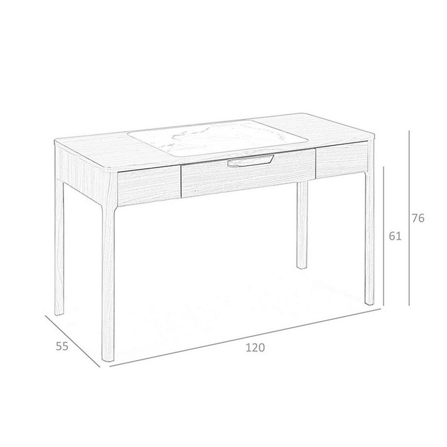 ANGEL CERDA  Schminktisch aus Nussbaumholz miter und glänzender Glasplatte in Marmoroptik 