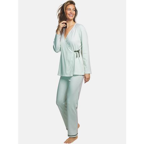 Selmark  Pyjama pantalon haut cache-coeur manches longues Rayas 