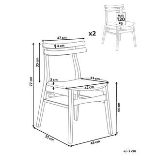 Beliani Set di 2 sedie da pranzo en Legno di caucciù Retrò CYNTHIANA  