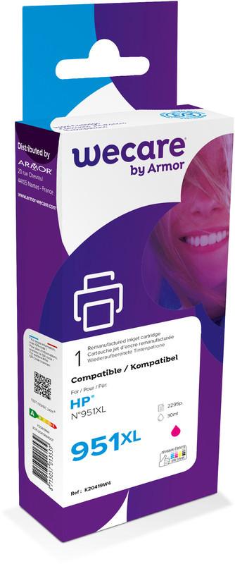 Image of WECARE Tinte 951XL rebuilt magenta CN047AEWE zu HP OJ Pro 8100 30ml