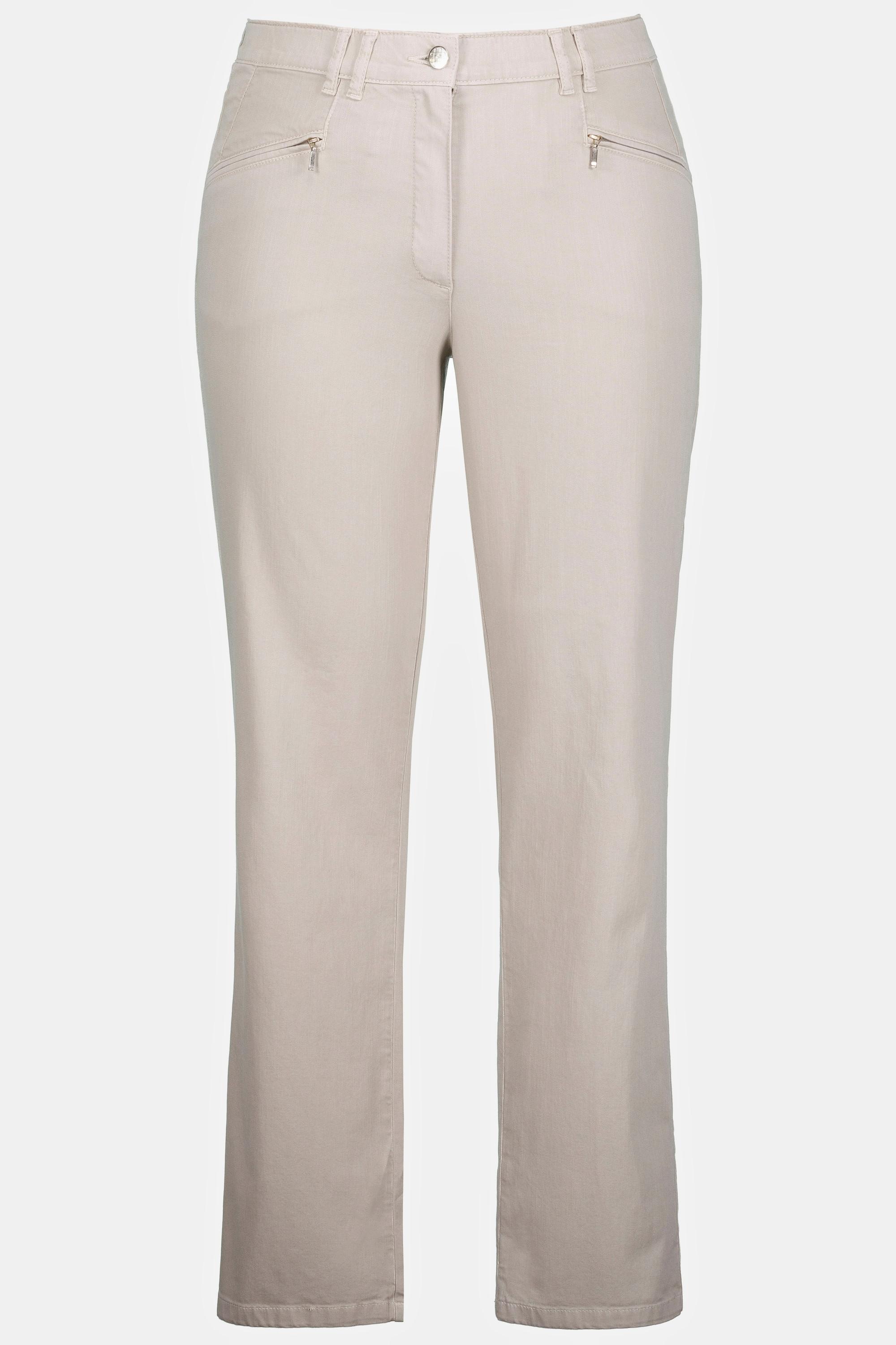 Ulla Popken  Pantaloni estivi modello Mony in tessuto piacevolmente leggero ed elasticizzato con tasche con zip 