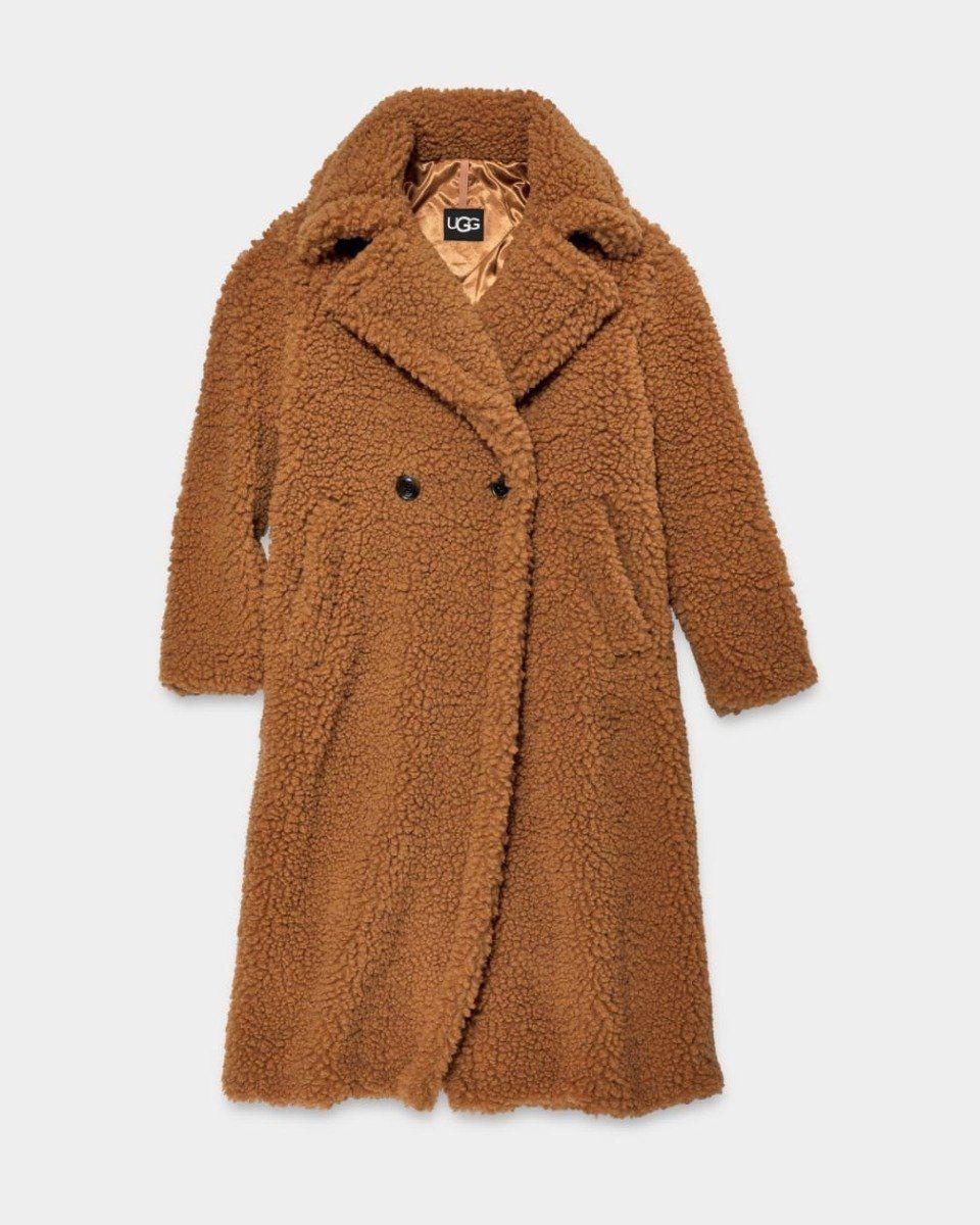 Image of W Gertrude Long Teddy Coat-l Unisex Cognac L
