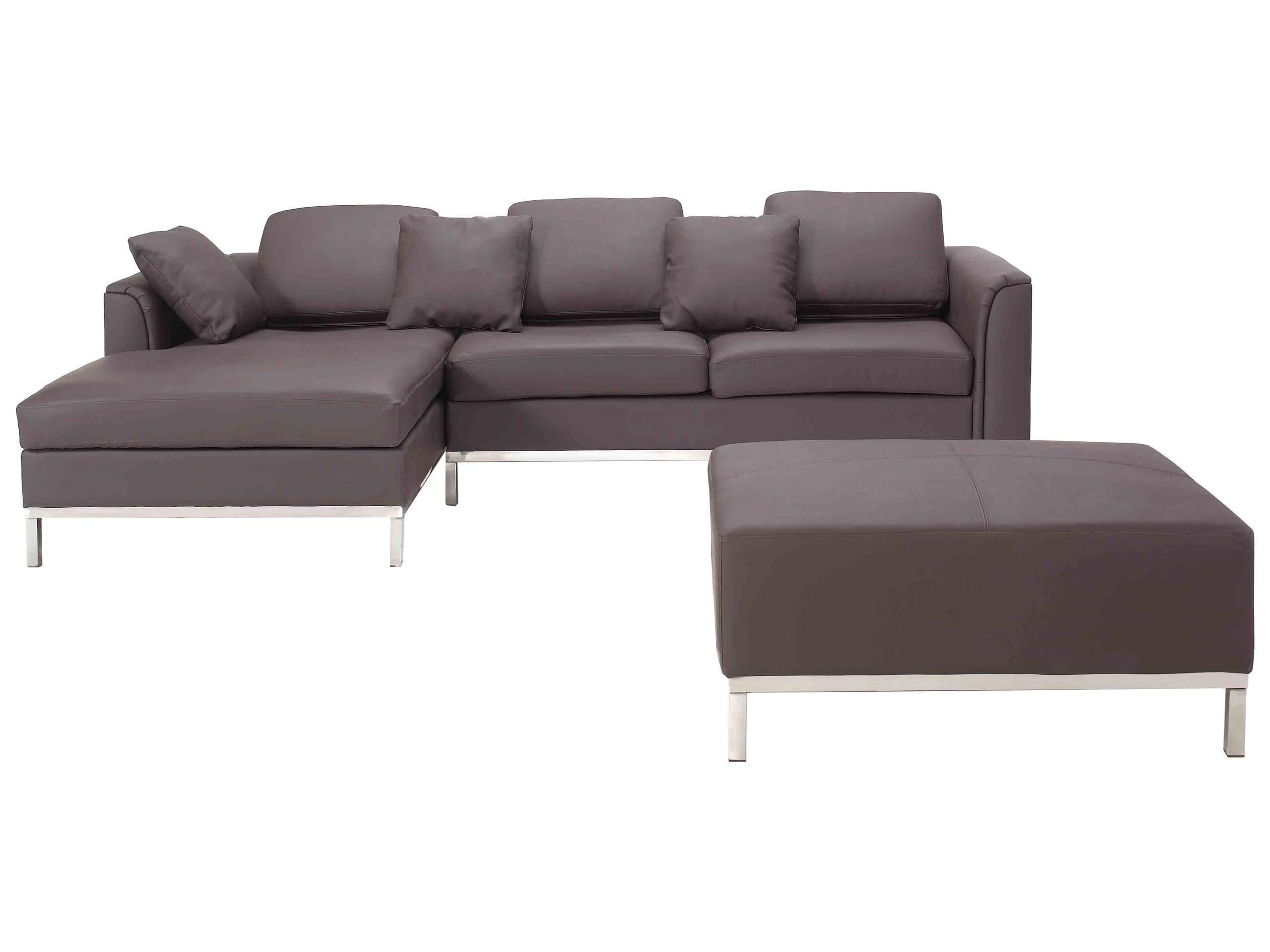 Image of Rechtsseitiges Ecksofa mit Ottomane aus Echtleder Industriell OSLO Rechtsseitiges Ecksofa mit Ottomane aus Echtleder Industriell OSLO