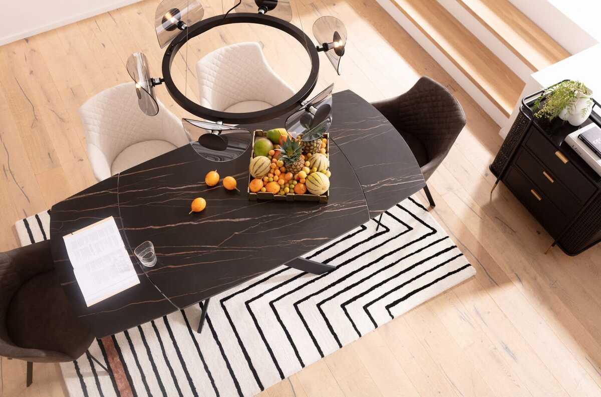 KARE Design Table à rallonges Twist noir 120-180x90  