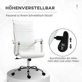 Northio Bürostuhl mit Wippfunktion, Stahlfüße, ergonomisch, 360°-Drehräder, Kunstleder, Belastbarkeit 120 kg, 54 x 62 x 104-114 cm, Weiß  