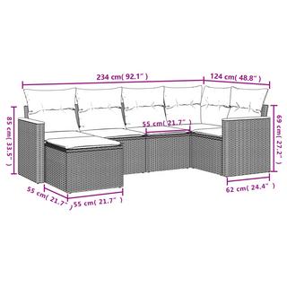 VidaXL Ensemble de canapés de jardin rotin synthétique  