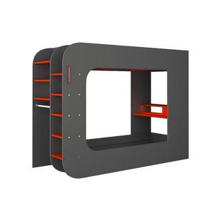 Vente-unique Lit mezzanine gamer Avec bureau rangements Avec LEDs WARRIOR  