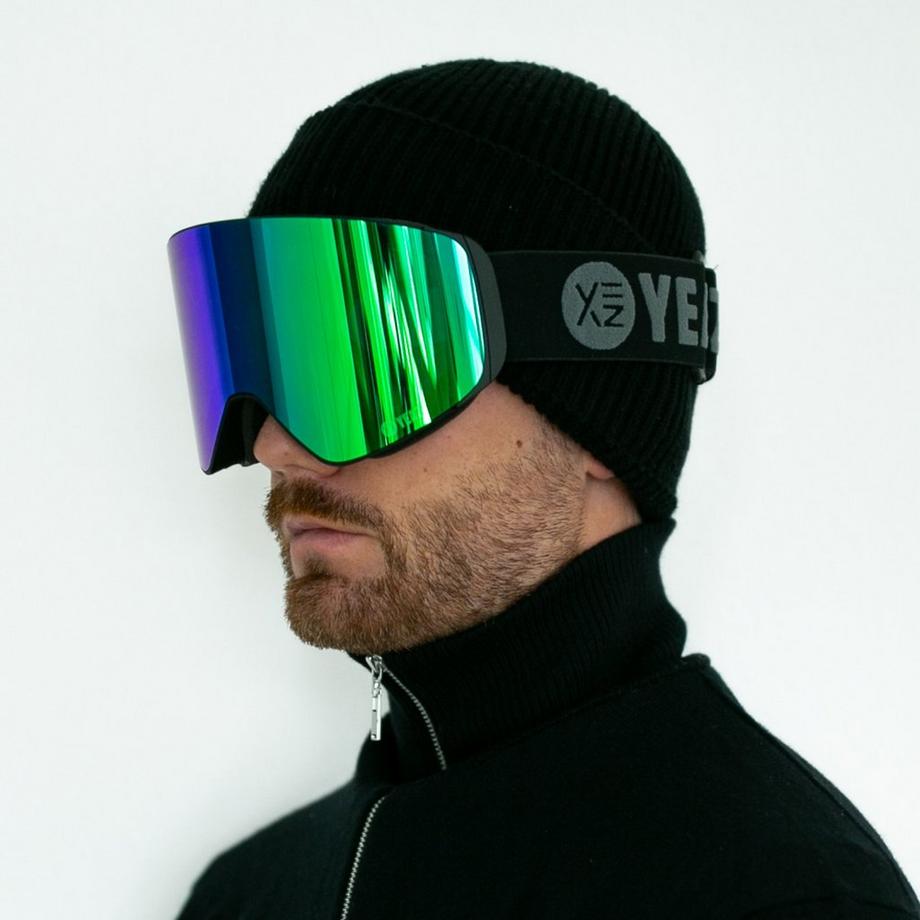 YEAZ  APEX Magnet-Ski-Snowboardbrille grün verspiegelt/schwarz 
