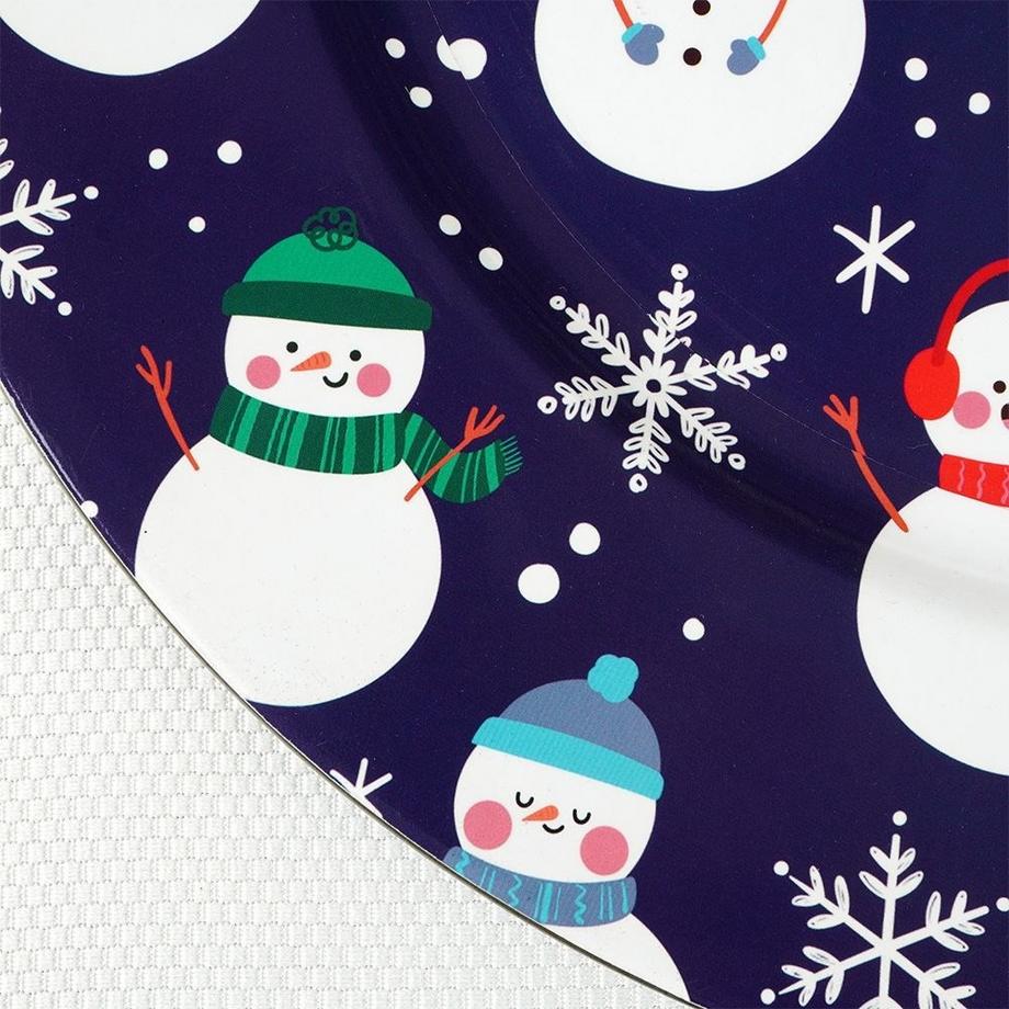 B2X  Set de table rond 33 cm, bleu marine avec motif bonhomme de neige pour Noël 