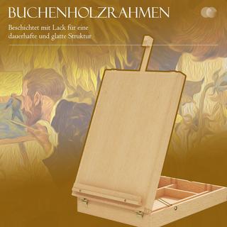 Northio Tischstaffelei Winkelverstellbare Staffelei Mit Griff, Stauraum Faltbar Kofferstaffelei Holzstaffelei Zum Malen, Zeichnen, Natur  