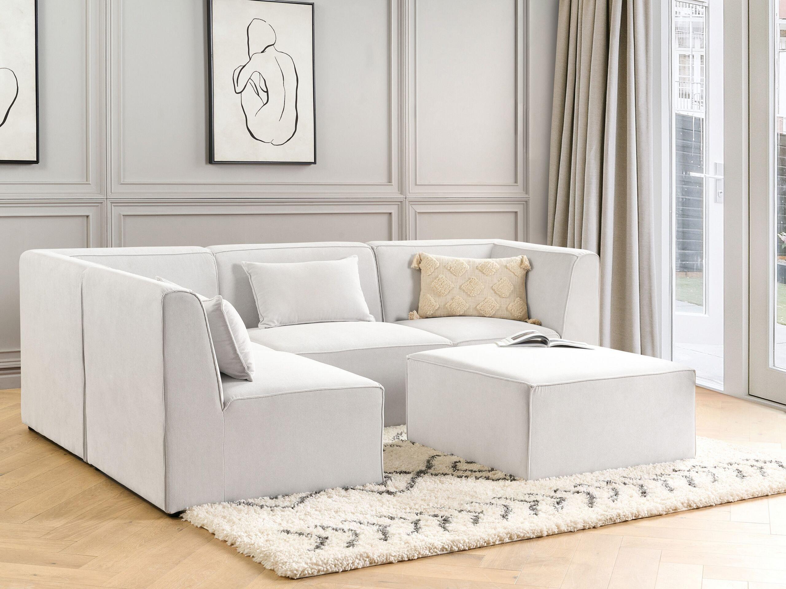 Beliani Sofa mit Ottomane aus Cord Modern LEMVIG  