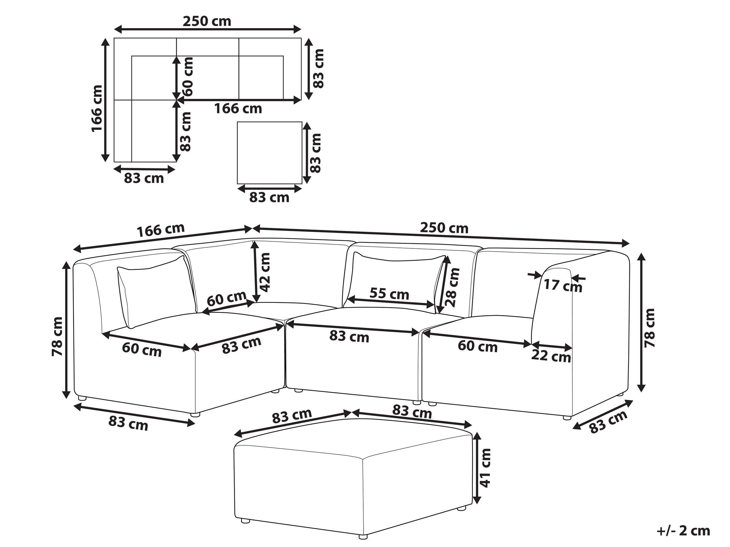 Beliani Sofa mit Ottomane aus Cord Modern LEMVIG  