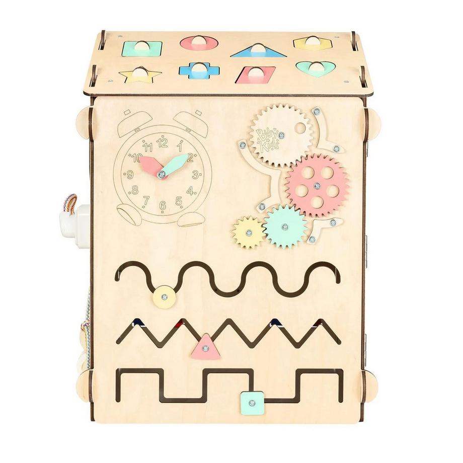 Montessori  Set - BusyBoard Häuschen Natur und kreativer Würfel 